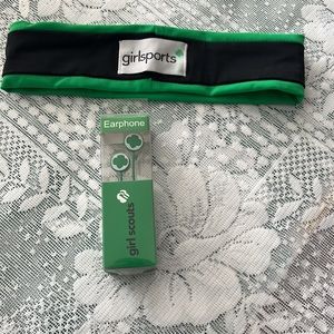 Girl Scout earphones and sports head band-new